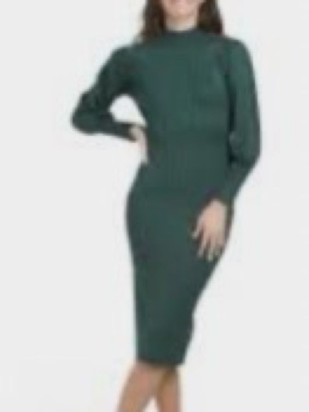 NWT Nanette Lepore Ribbed Hunter Green Midi Sweater Dress Size L